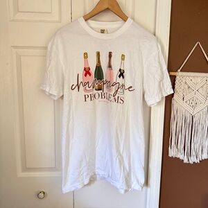 Champagne Problems Love Bug Apparel Comfort Colors Graphic Tshirt / Size M